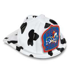 Jr. Fire Chief Specialty Hat - Blue Dalmatian Shield firefighting, fire safety product, fire prevention, plastic fire hats, fire hats, kids fire hats, junior firefighter hat, junior fire chief hat, jr fire chief hat blue dalmatian, blue dalmatian firefighter hat, dalmatian kids fire helmet, fire department children’s giveaways, EMS outreach items, police department community handouts, kids firefighter helmet, safety event giveaways, first responder promotional items