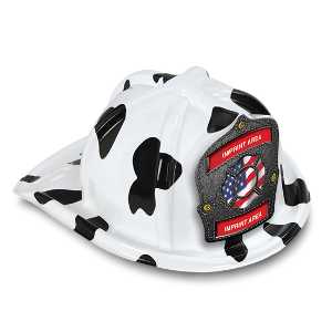 Jr Fire Chief Specialty Hat - Custom Patriotic Maltese Cross Shield firefighting, fire safety product, fire prevention, plastic fire hats, fire hats, kids fire hats, junior firefighter hat, custom fire hat, patriotic fire chief hat, custom maltese cross fire hat, jr firefighter hat, kids fire chief hat, customizable fire shield, fire department giveaways, EMS community outreach, police department event supplies, children’s fire safety items, fire prevention week handouts