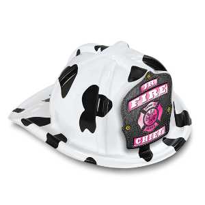 Jr. Fire Chief Specialty Hat - Pink Maltese Cross Shield firefighting, fire safety product, fire prevention, plastic fire hats, fire hats, kids fire hats, junior firefighter hat, junior fire chief hat, jr fire chief hat pink maltese cross, pink firefighter hat for kids, maltese cross kids helmet, fire department children’s giveaways, EMS outreach items, police department community handouts, kids firefighter helmet, safety event giveaways, first responder promotional items