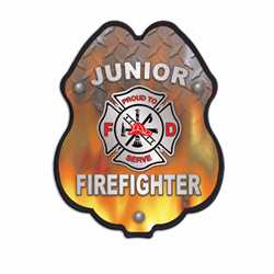 Jr Firefighter Maltese Diamond Flame Plastic Clip-On Badge 