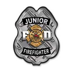 Jr Firefighter Maltese Diamond Plastic Clip-On Badge 