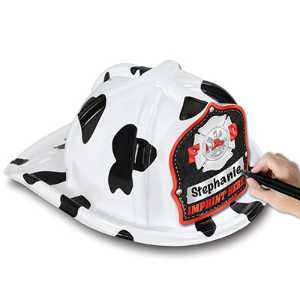 Jr Firefighter Specialty Hat - Cust Black/Silver "Your Name" Shield firefighting, fire safety product, fire prevention, plastic fire hats, fire hats, kids fire hats, junior firefighter hat, custom fire hat, black silver firefighter hat, custom your name shield, jr firefighter hat, kids fire hat, custom firefighter emblem, fire department giveaways, EMS community outreach, police department event supplies, children’s fire safety items, fire prevention week handouts