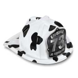 Jr Firefighter Specialty Hat - Custom Black/Silver Engine Number Shield firefighting, fire safety product, fire prevention, plastic fire hats, fire hats, kids fire hats, junior firefighter hat, custom fire hat, black silver firefighter hat, custom engine number shield, jr firefighter hat, kids fire hat, customizable fire emblem, fire department giveaways, EMS community outreach, police department event supplies, children’s fire safety items, fire prevention week handouts