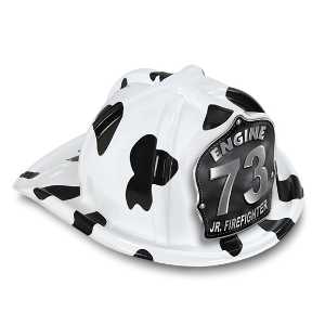 Jr Firefighter Specialty Hat - Custom Black/Silver Engine Number Shield firefighting, fire safety product, fire prevention, plastic fire hats, fire hats, kids fire hats, junior firefighter hat, custom fire hat, black silver firefighter hat, custom engine number shield, jr firefighter hat, kids fire hat, customizable fire emblem, fire department giveaways, EMS community outreach, police department event supplies, children’s fire safety items, fire prevention week handouts