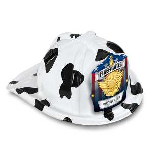 Jr Firefighter Specialty Hat - Custom Gold Jr. FF Shield firefighting, fire safety product, fire prevention, plastic fire hats, fire hats, kids fire hats, junior firefighter hat, custom fire hat, gold jr firefighter hat, customizable fire hat, junior firefighter shield, kids fire hat, fire department giveaways, EMS community outreach, police department event supplies, children’s fire safety items, fire prevention week handouts