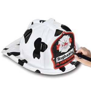 Jr Firefighter Specialty Hat - Stock Black/Silver" Your Name" Shield firefighting, fire safety product, fire prevention, plastic fire hats, fire hats, kids fire hats, junior firefighter hat, black silver firefighter hat, customizable fire hat, jr firefighter hat, kids fire hat, your name fire shield, fire department giveaways, EMS community outreach, police department event supplies, children’s fire safety items, fire prevention week handouts
