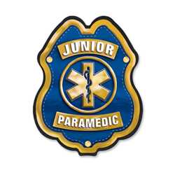 Jr Paramedic Blue/Gold Plastic Clip-On Badge 