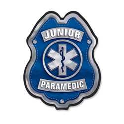 Jr Paramedic Blue/Silver Plastic Clip-On Badge 
