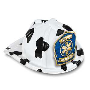Jr Paramedic Specialty Hat - Blue/Gold Star of Life Shield firefighting, fire safety product, fire prevention, plastic fire hats, fire hats, kids fire hats, junior firefighter hat, junior fire chief hat, jr paramedic hat blue gold star of life, blue gold star of life kids helmet, paramedic kids hat, EMS children’s giveaways, fire department outreach items, police department community handouts, kids EMT helmet, safety event giveaways, first responder promotional items