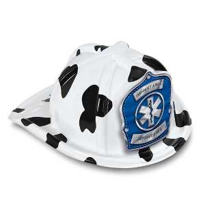 Jr Paramedic Specialty Hat - Custom Blue/Silver Star of Life Shield firefighting, fire safety product, fire prevention, plastic fire hats, fire hats, kids fire hats, junior firefighter hat, junior fire chief hat, blue silver star of life hat, custom ems shield, jr paramedic hat, kids emt hat, customizable star of life emblem, fire department giveaways, EMS community outreach, police department event supplies, children’s safety items, EMS Week handouts