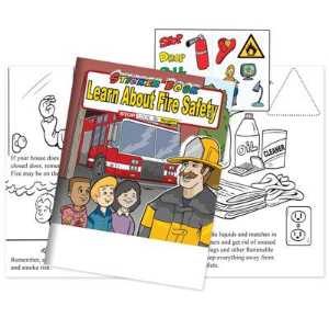 Learn About Fire Safety Sticker Book - Stock fire safety coloring books, coloring books, activity books, fire safety, firefighter fire safety, fire smart fire safety, promotional coloring book, fire safety sticker book, kids fire safety activity book, fire department children’s giveaways, EMS outreach items, police department community handouts, fire prevention week materials, safety event sticker book, first responder educational items