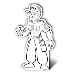 Male EMT Color-Me Stand-Out firefighting, fire safety product, fire prevention, color me, male emt, firefighter, stand out, male EMT color me craft, EMS kids activity, fire department giveaways, police community outreach items, emergency services promotional products, children’s safety handouts, color and assemble craft