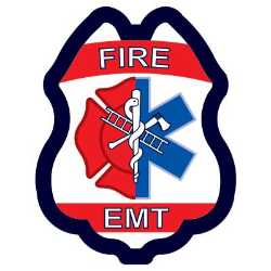 Maltese Cross & Star of Life Sticker Badge firefighter badge, kids firefighter badge, junior firefighter badge, patriotic firefighter badge, fire safety products, fire fighting, fire prevention