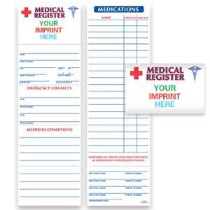 Medical Register medical register, family medical log, emergency medical information kit, fire department safety giveaways, EMS outreach supplies, police department community handouts, emergency preparedness materials, family safety planning