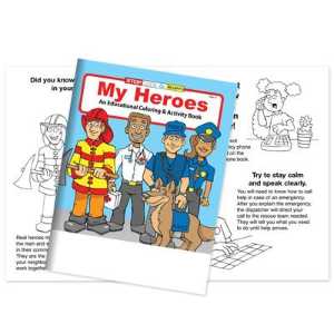 My Heroes Coloring Book - Stock my heroes, coloring book, non-imprinted coloring books, my heroes coloring book, community helper coloring book, fire department kids giveaways, EMS children’s items, police department outreach supplies, safety coloring book, first responder coloring pages, community event handouts