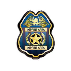 Patriotic Gold Jr. Police Chief Clip-On Badge Police, safety product, educational, plastic police badge, police officer badge, imprint badge, imprinted police badge