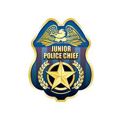 Patriotic Gold Jr. Police Chief Sticker Badge Police, safety product, educational, sticker police badge, police officer badge, stock badge, stock police badge, stock sticker badge, stock