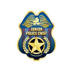 Patriotic Gold Jr. Police Chief Sticker Badge Police, safety product, educational, sticker police badge, police officer badge, stock badge, stock police badge, stock sticker badge, stock