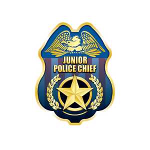 Patriotic Gold Jr. Police Chief Sticker Badge Police, safety product, educational, sticker police badge, police officer badge, stock badge, stock police badge, stock sticker badge, stock