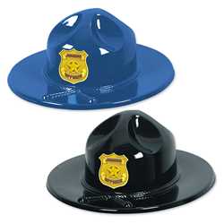 Plastic Trooper Hats w/ Stock Gold Shield police, educational, trooper hat, trooper, custom, imprinted, plastic hat, kids, kids hat, police department, police officer, plastic