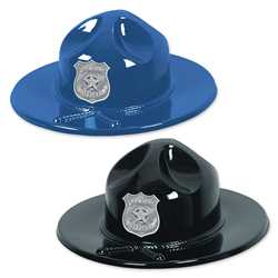 Plastic Trooper Hats w/ Stock Silver Shield police, educational, trooper hat, trooper, custom, imprinted, plastic hat, kids, kids hat, police department, police officer, plastic