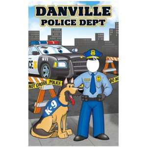 Police Department Photo Prop 46" x 74" police, police officer, cut out, photo prop, police department, officer, stand up, corrugated plastic, indoor use, outdoor use, custom, imprinted 