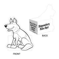Police Dog Color-Me Stand-Out Police, safety product, educational, police dog, police dog color me, stand out color-me, card stock, dog color-me, custom stand out, imprinted stand out, imprinted, custom