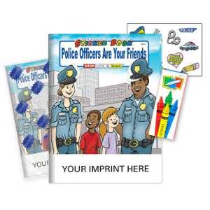 Police Officers Are Your Friends Sticker Book Fun Pack - Imprinted police safety, police outreach, police friends, fun packs, sticker books, promotional books, kids