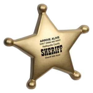 Sheriff Badge Stress Reliever   Police, safety product, educational, stress reliever, sheriff stress reliever, imprinted, imprinted badge