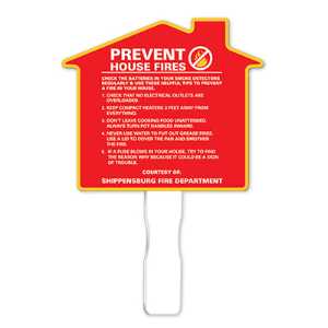 Prevent House Fires - House Shaped Fan fire safety fan, hydrant shaped fan, fire department giveaways, police community outreach items, EMS promotional products, kids fire safety handouts, fire prevention week items