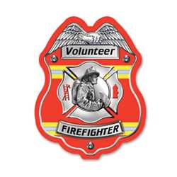 Red Volunteer FF Sticker Badge firefighting, fire safety product, fire prevention, plastic fire badge, firefighting badge
