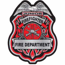 Red and Silver Jr Firefighter Sticker Badge 