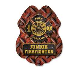Rustic Fire Rescue Sticker Badge firefighter badge, kids firefighter badge, junior firefighter badge, patriotic firefighter badge, fire safety products, fire fighting, fire prevention