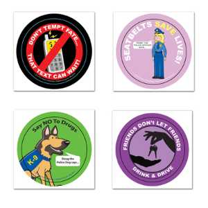 Safety Fun Stickers - Design 1 Police, safety product, educational, safety fun stickers, assorted, assorted design stickers, stickers, police stickers, safety fun stickers, kids fire safety stickers, fire department giveaways, EMS outreach materials, police department community handouts, children’s safety event items, emergency preparedness stickers, first responder promotional products