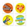 Safety Fun Stickers - Design 2 safety fun stickers, police department giveaways, community event stickers, National Night Out items, kids safety education, drug free stickers, click it or ticket sticker, don’t talk to strangers sticker, police outreach materials, public safety promotional items