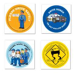 Safety Fun Stickers - Design 3 Police, safety product, educational, safety fun stickers, assorted, assorted design stickers, stickers, police stickers, custom assorted stickers, kid-friendly safety stickers, Night Out, school visits, community outreach events