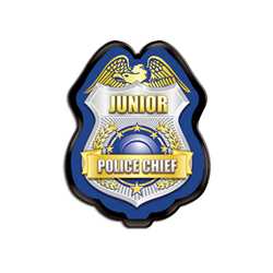 Silver/Blue Jr. Police Chief Badge Police, safety product, educational, plastic police badge, police officer badge, stock badge, stock police badge