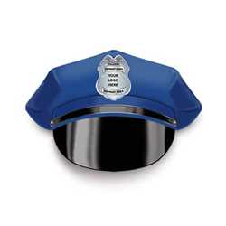 Silver Jr PO Shield w/ Custom Imprint & Logo Paper Police Hat police, educational, police hat, paper hat, kids hat, police department, police officer