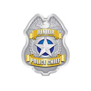 Silver Jr. Police Chief Sticker Badge  Police, safety product, educational, sticker police badge, police officer badge, stock badge, stock police badge, stock sticker badge, stock