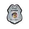Silver Jr. Police Officer Badge Police, safety product, educational, plastic police badge, police officer badge, stock badge, stock police badge, Silver Jr Police Officer Badge, kids police badge, clip on police badge, junior officer badge, police promotional products, National Night Out giveaways, community policing supplies, safety education giveaways, police department outreach items, bulk kids badges, SS66785P2, police event giveaways