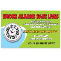 Smoke Alarms Save Lives- Custom Banner 37.5" x 60"    firefighting, fire safety product, fire prevention, vinyl banner, indoor use, outdoor use, banner, imprinted, custom, department name 