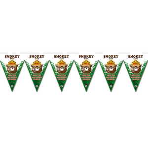 Smokey Bear All-Weather Pennant Banner firefighting, fire safety product, fire prevention, smokey, smokey bear, pennant banners, banner, all-weather banner, pennant, grommets, stock, Smokey Bear pennant banner, all-weather banner, wildfire prevention décor, fire department event supplies, EMS community outreach, police department giveaways, kids fire safety materials, public-education event decorations