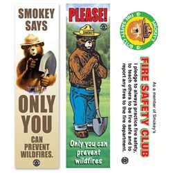 Smokey Bear Bookmarks firefighting, fire safety product, fire prevention, smokey, smokey bear, smokey bookmarks, bookmarks, card stock, assorted design, assorted, card stock bookmarks