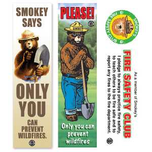 Smokey Bear Bookmarks firefighting, fire safety product, fire prevention, smokey, smokey bear, smokey bookmarks, bookmarks, card stock, assorted design, assorted, card stock bookmarks
