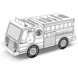Smokey Bear Color-Me Paper Fire Truck firefighting, fire safety product, fire prevention, smokey, smokey bear, color me fire truck, color me, fire truck, paper fire truck, paper vehicle, card stock, assemble, color