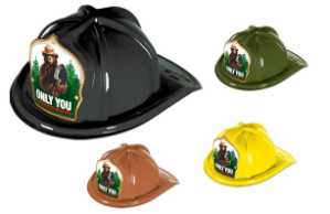 Smokey Bear Only You Colored Fire Hat firefighting, fire safety product, fire prevention, smokey, smokey bear, plastic fire hat, plastic, Only You, hats, bear, fire hat, stock, Smokey Bear fire hat, colored Smokey Bear shield, Only You fire hat, wildfire prevention giveaway, kids firefighter hat, fire department promotional items, EMS community outreach, police event giveaways, children’s fire helmet, public education materials