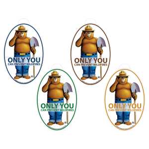 Smokey Oval Peel 'N Places firefighting, fire safety product, fire prevention, smokey bear, peel 'n place, assorted design, assorted, reusable, repositionable, wildfires, only you, peel n place