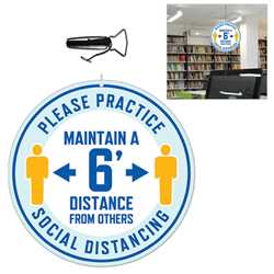 Social Distancing Cardboard Ceiling Sign Stand 6 Apart, Covid-19, colds, be smart, social distancing 