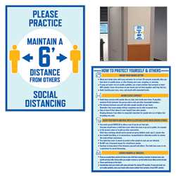 Social Distancing Paper Wall Signs Stand 6 Apart, Covid-19, colds, be smart, social distancing 
