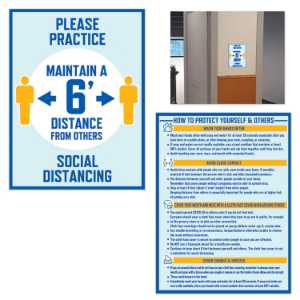 Social Distancing Paper Wall Signs Stand 6' Apart, Covid-19, colds, be smart, social distancing 